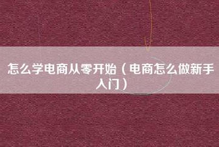 自己一个人怎么做电商生意呢、从零开始学习,怎么做起电商生意