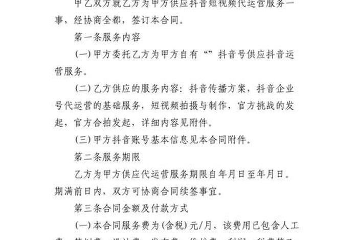 公司代运营合作协议；公司代运营合作协议书