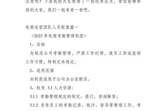 电商运营团队、电商运营团队人员配置
