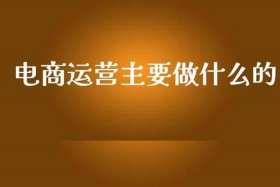 电商运营主要做什么，电商运营主要做什么？
