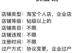 淘宝1钻店铺出售、1钻淘宝店铺转让价格