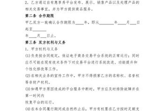电商项目合作协议(电商项目合作协议模板) 电商项目合作协议(电商项目合作协议模板)