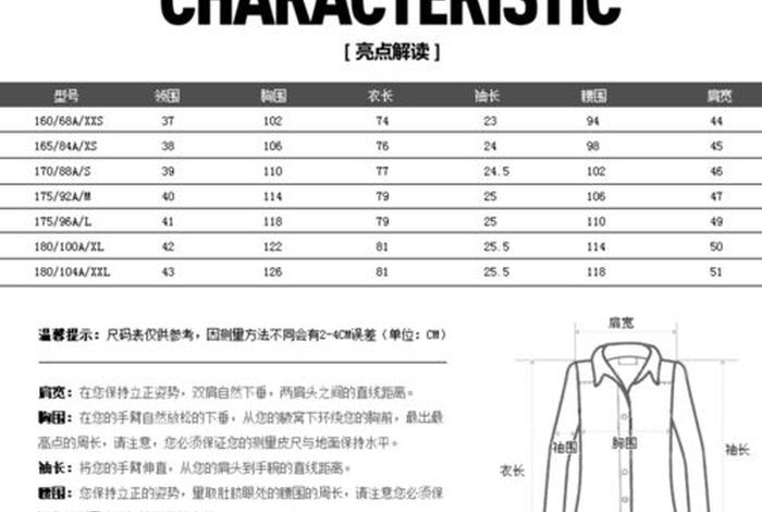 电商服装尺码图模版 淘宝服装尺码模板