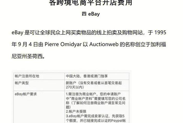 ebay跨境电商开店流程及费用、ebay开店的流程及费用