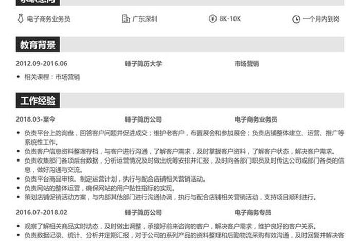 电商程序员简历 - 电子商务程序员
