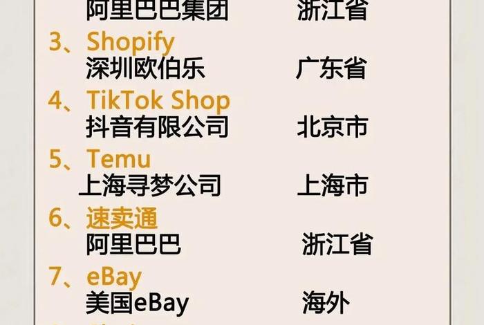 跨境电商公司一览表 - 跨境电商 公司