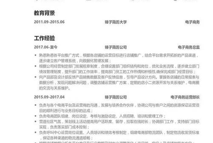 电商运营助理简历范文（电商运营助理简历相关经历）