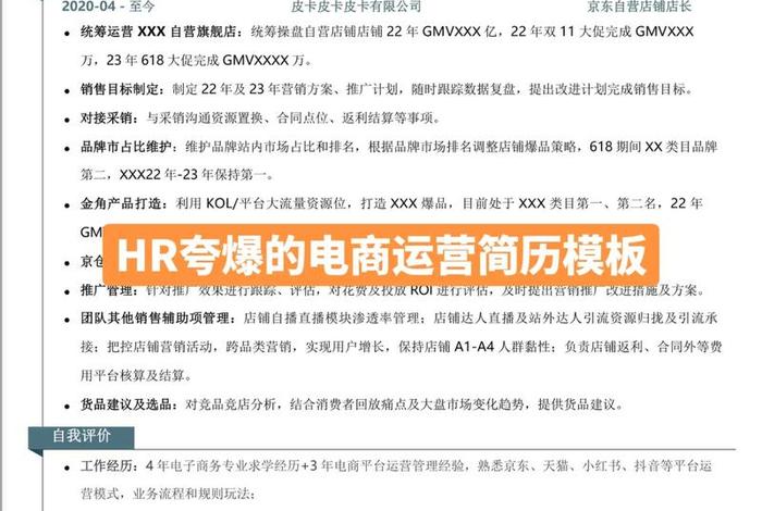 电商运营个人简历范文 电商运营个人简介 电商运营个人简历范文 电商运营个人简介