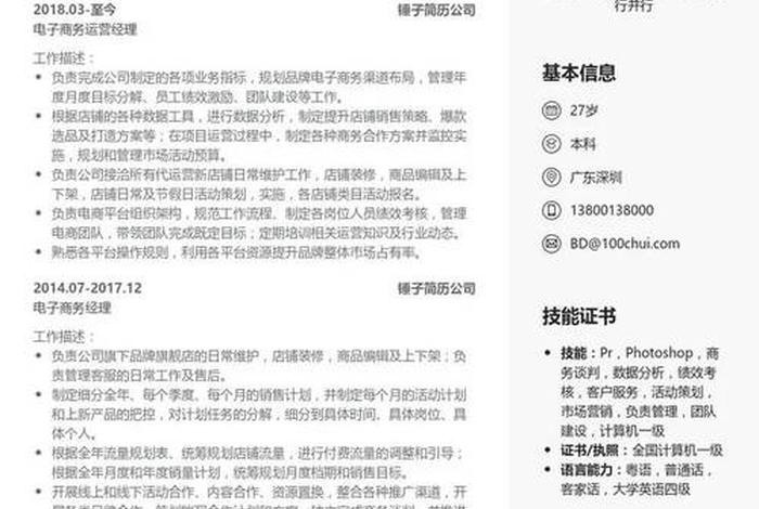 电商简历优势怎么写；从事电商个人优势