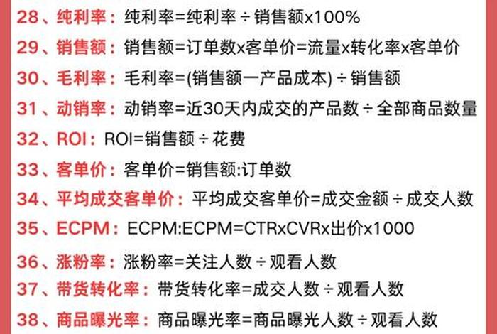 电商算法实用公式汇总，电商算法实用公式汇总表