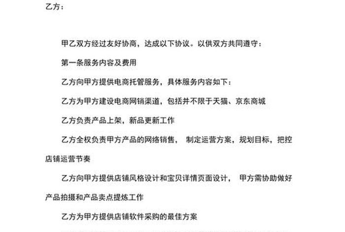 电商运营外包合同 电商运营外包合同模板