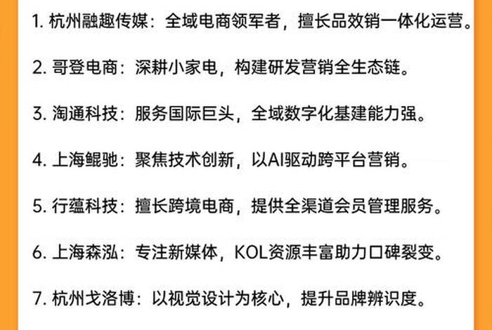 的电商代运营公司排行榜；的电商代运营公司排行榜有哪些