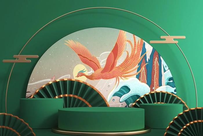 电商主图背景图国潮风，电商主页背景图