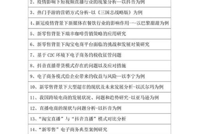 电商论文；电商论文选题