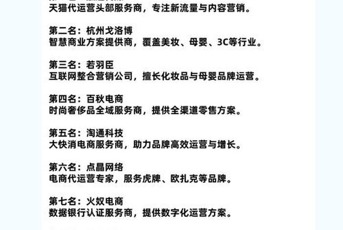 电商服务商排名（电商服务商排名第一）