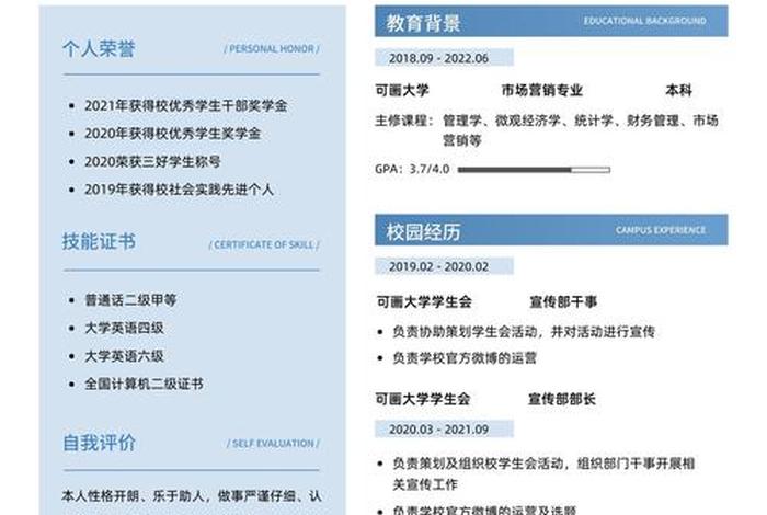 电商简历模板个人简历大学生 - 电商大学生求职简历模板