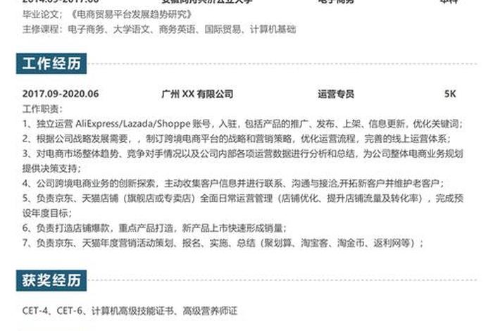 电商求职简历怎么写 电商求职工作描述怎么写