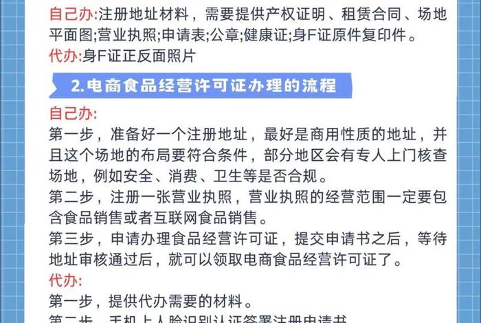 电商食品经营许可证办理流程及所需材料；电商食品经营许可证需要什么材料