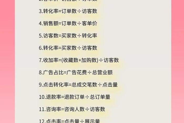 电商常用公式，电商常用计算公式